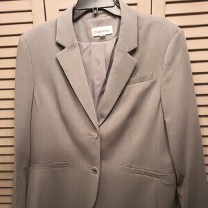 Calvin Klein Women's Light Gray Suit Jacket and Dress Pants.